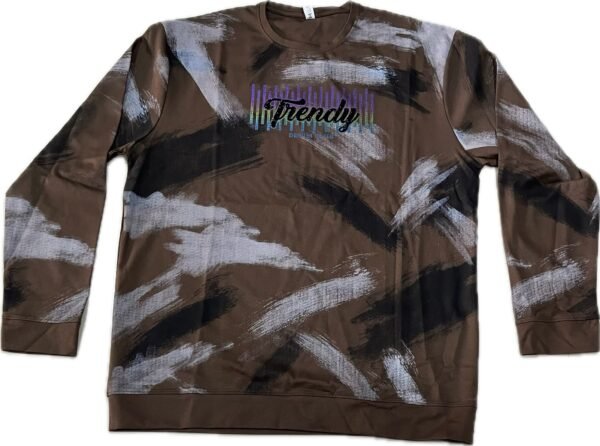3XL Brown Abstract Print-Full Sleeve T-Shirt - Image 2