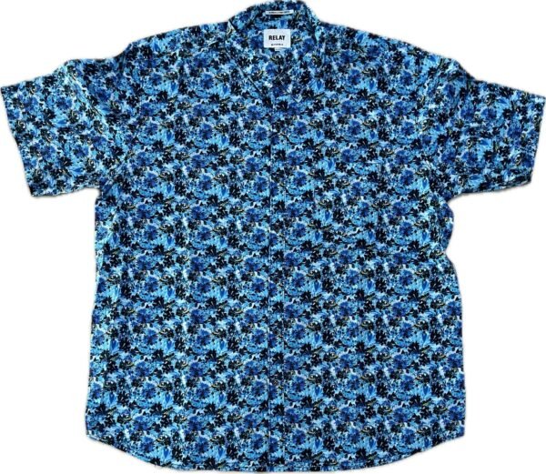 Men’s Blue Printed Shirt in 4XL - Image 2