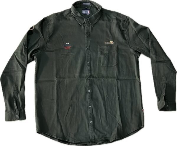Dark Green Military-Inspired Shirt for Men in 4XL - Image 2