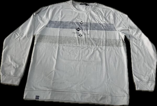 3XL White Full-Sleeve Stripes T-Shirt - Image 2