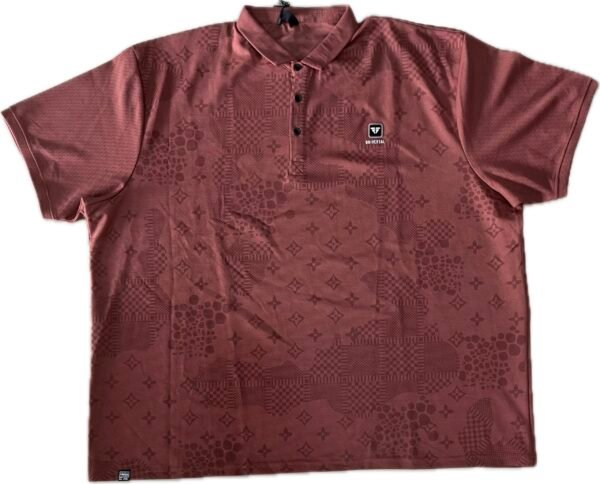 Maroon Plus Size Polo T-Shirt for Men | Geometric Textured Pattern - 9XL - Image 3