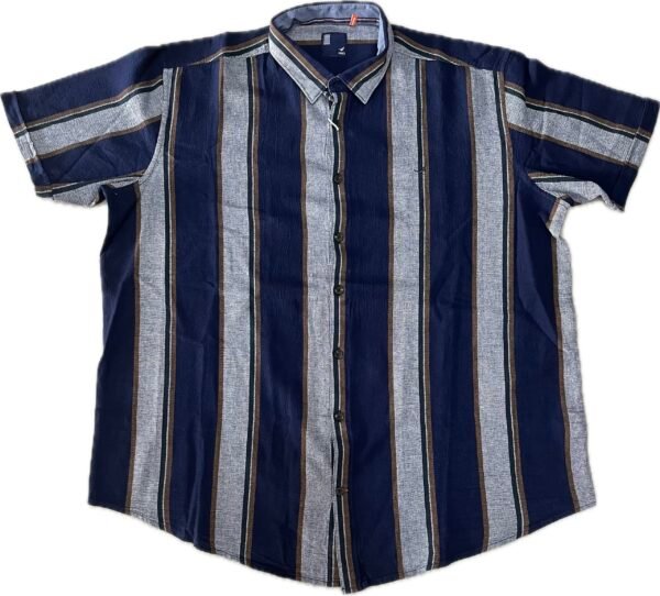 Plus Size Men’s Navy Blue Vertical Stripes Shirt - 4XL | 5XL - Image 3