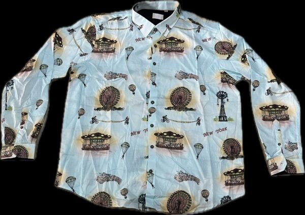 Light Blue Printed Casual Shirt - Image 2