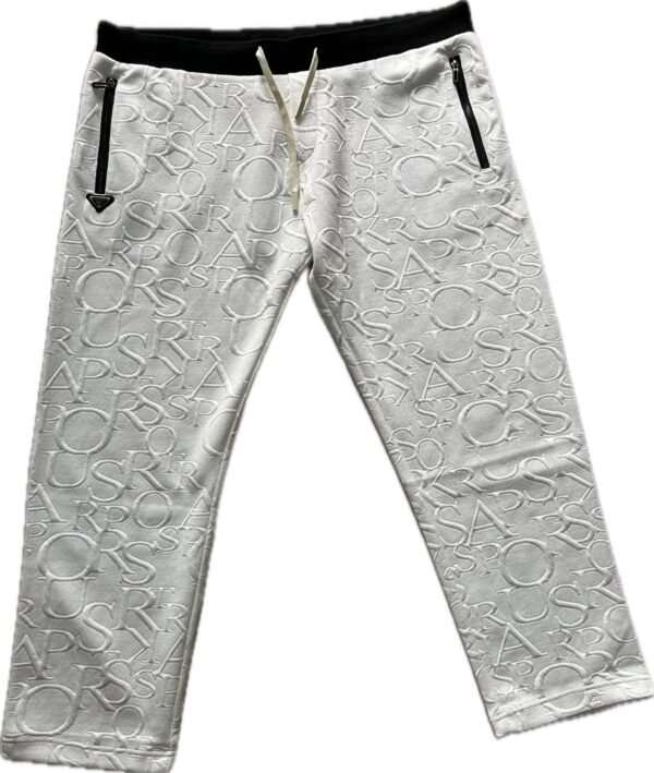 Plus size 5XL white embossed trackpants for men with zip pockets – modern tapered fit for big and tall styling