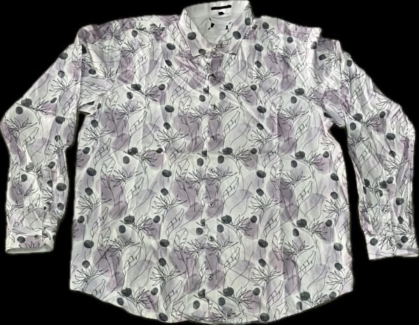 White & Grey Partywear Shirt - Image 2
