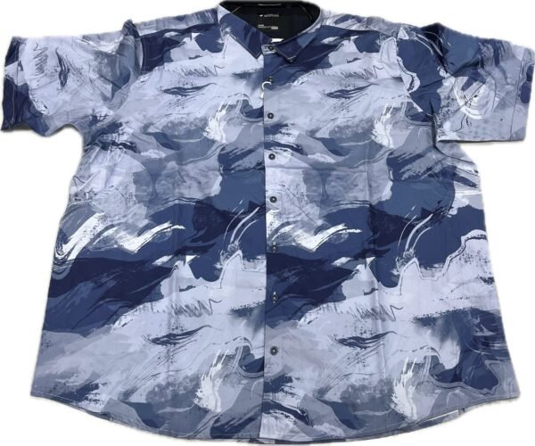 Blue Printed Shiny Finished Shirt | 6XL - Image 2